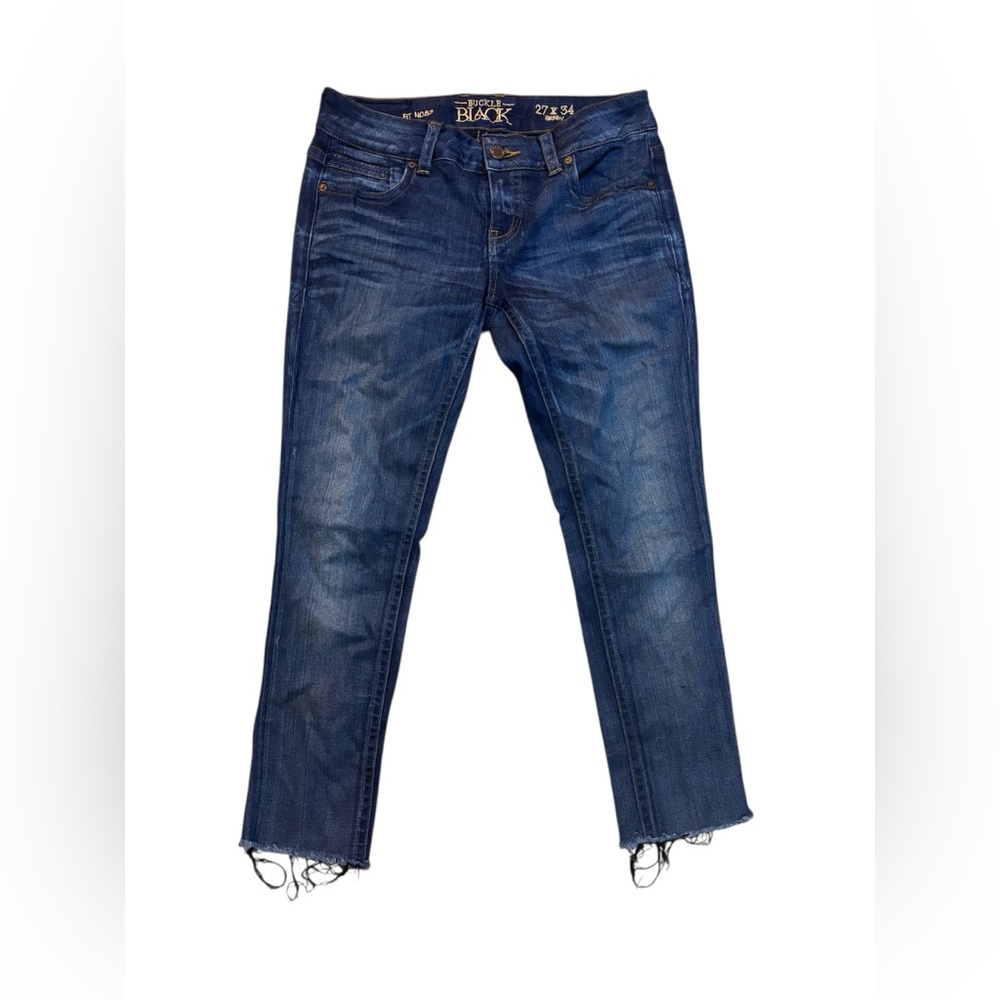 Buckle Black A.No. 69 Skinny Jeans – Size 27x34 Dark Wash Raw Hem